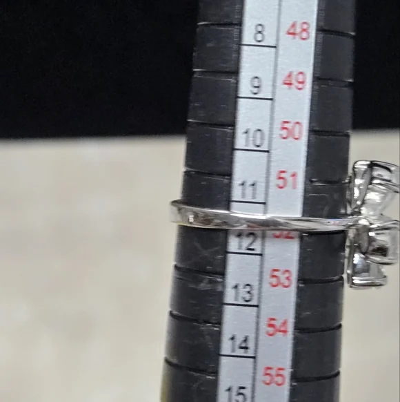 Sterling Silver 925 Rhinestones Floral Ring Size 6 Weigt 2g - Picture 11 of 17